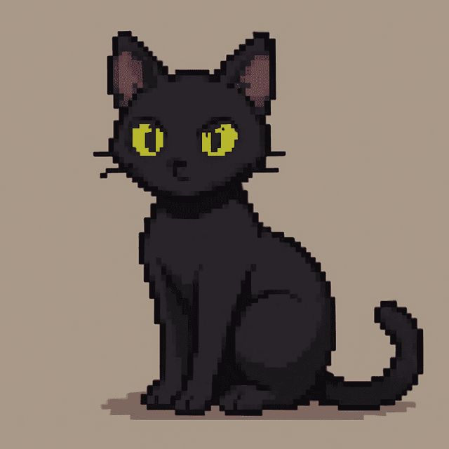 Luna the Black Shorthair desktop cat character